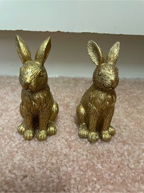 Gold rabbit Figurine Pair - Decorative Home Accent